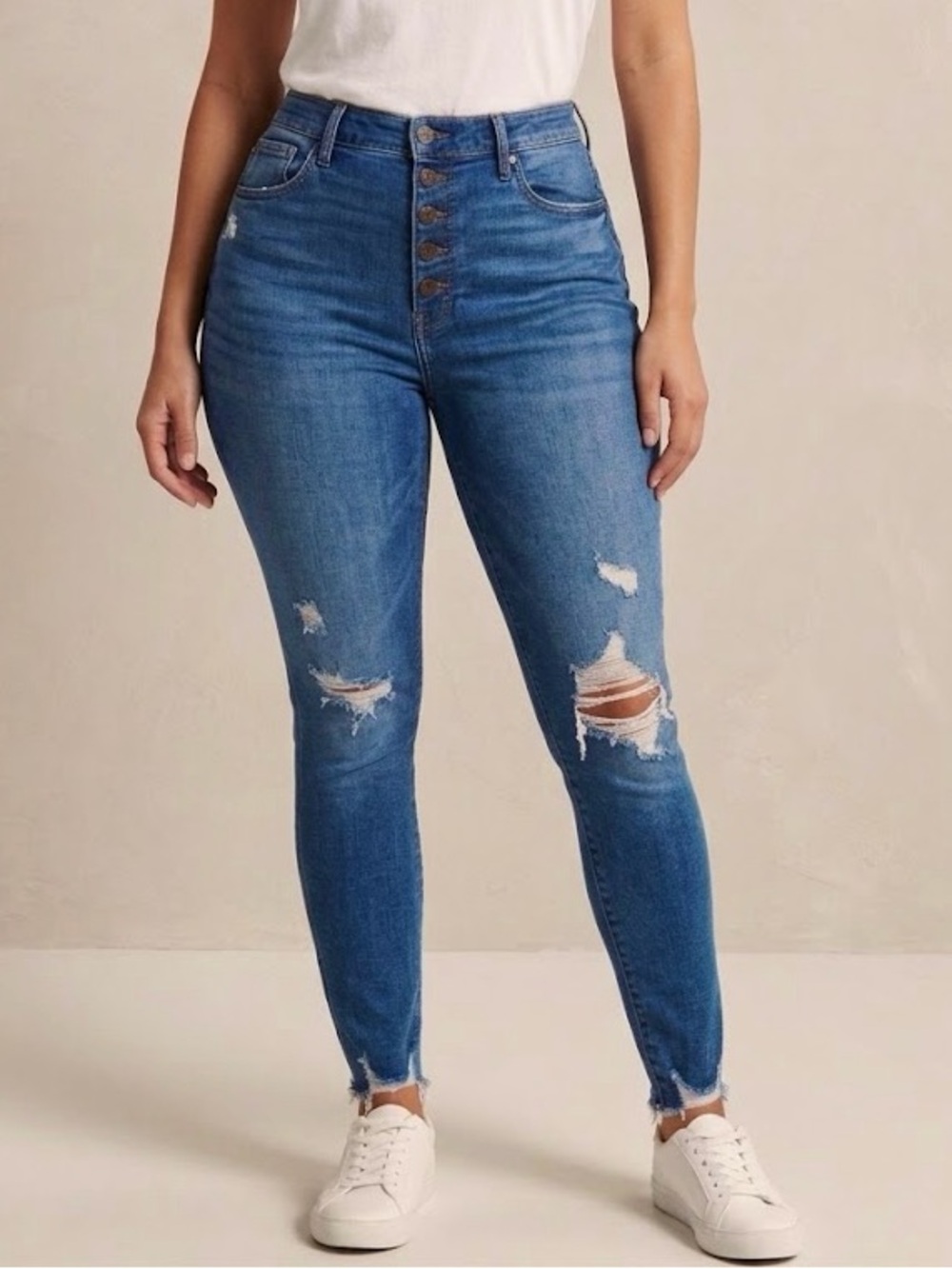 Abercrombie & Fitch Women Curve Love Distressed High-Rise Skinny Ankle Jeans 4
